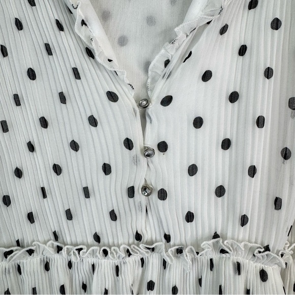 Zara White Polka Dot Mini Dress Size Medium - Picture 5 of 16